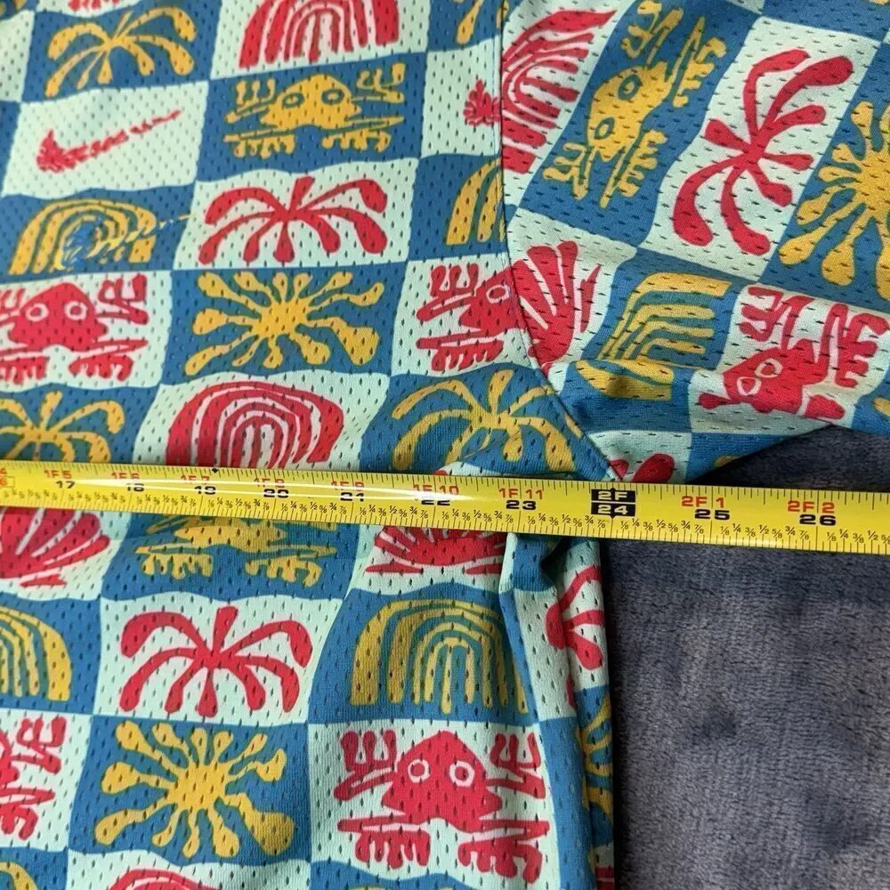Nike Sz XL Mesh Hawaiian Resort Camp Shirt Dri-Fit Button Down Men Colorful 0962
